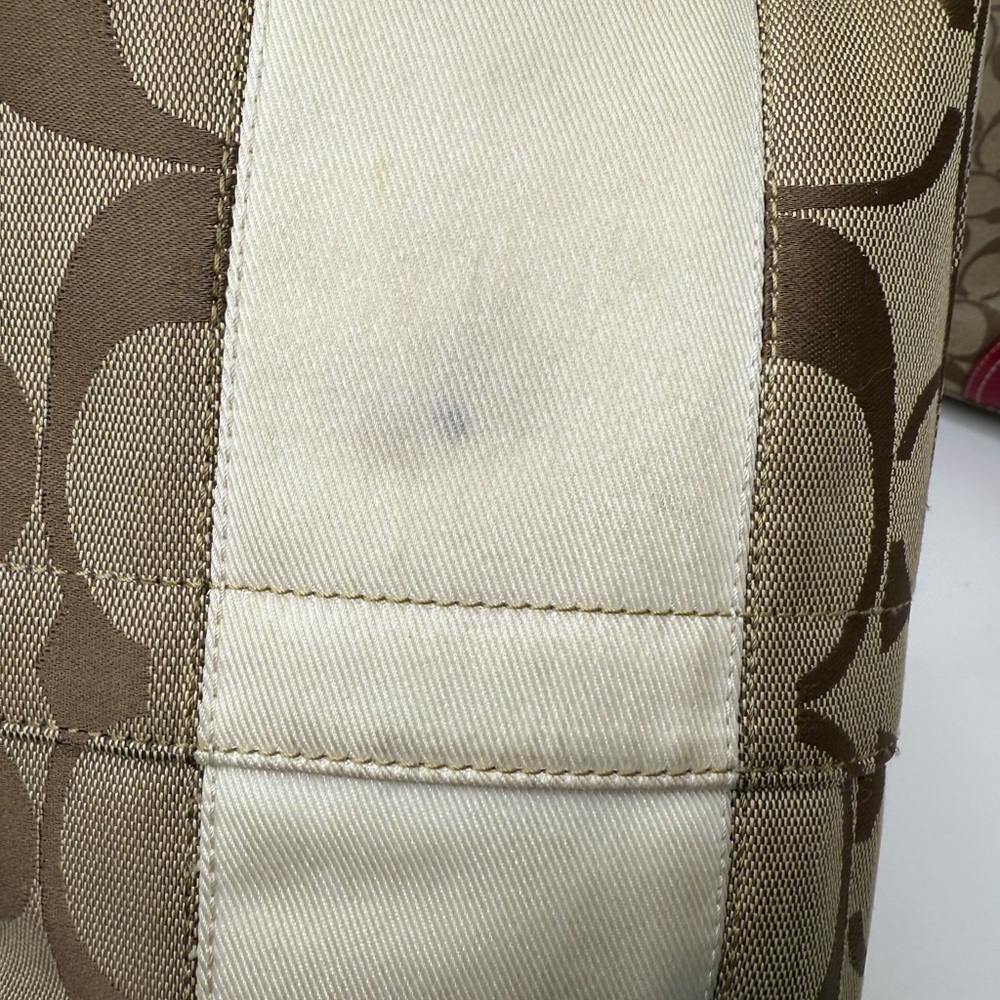 Coach Signature Bag Bundle (3 Pieces) | Rehab / Project Lot | Navy, Tan & Pink - Picture 10 of 16